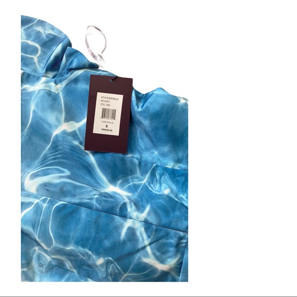 Women blue Flor et.al Dante Ruffle Ruched cocktail size 6 dress NWT - Picture 11 of 15